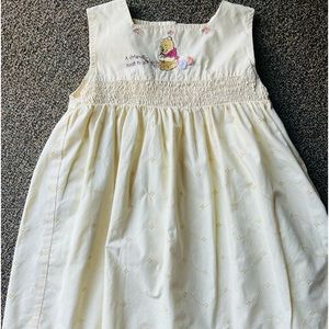 Disney Pooh Sincerely Yellow Machine Embroidered Dress W/Winnie the Pooh SZ 5T